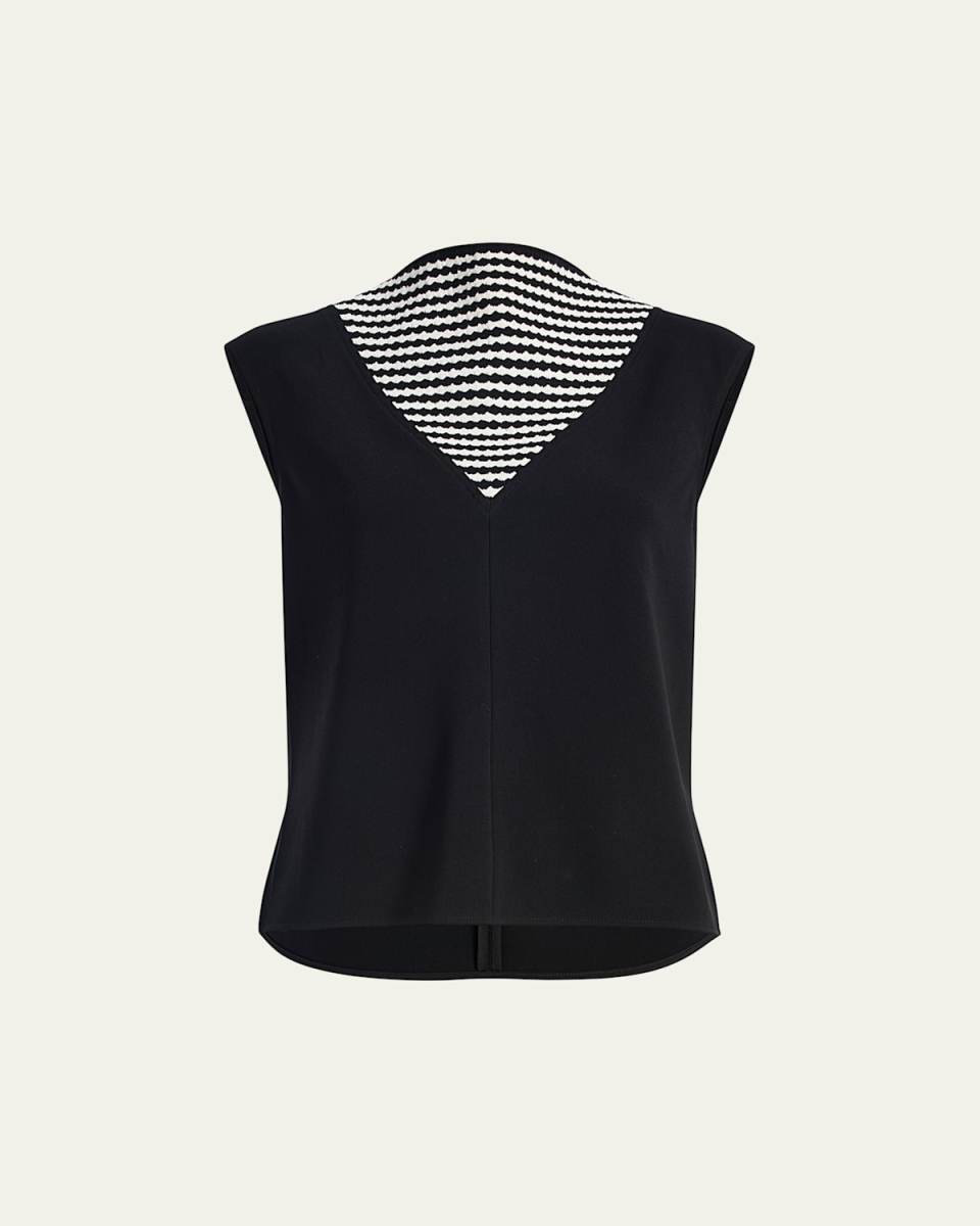 Prescott Stripe Panel Matte Crepe Top